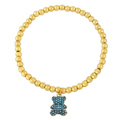 Ig Style Cute Fashion Bear Copper Beaded Plating Inlay Zircon Bracelets