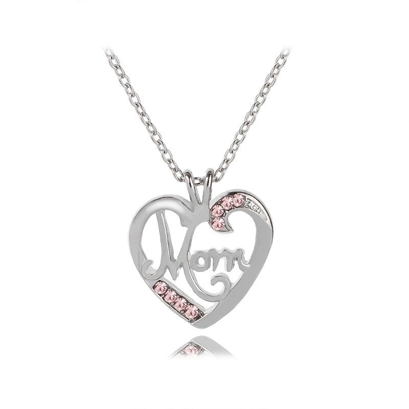 1 Piece Mama Minimalist Letter Moon Heart Shape Alloy Copper Plating Inlay Artificial Rhinestones Artificial Diamond Rose Gold Plated Gold Plated Silver Plated Pendant Necklace