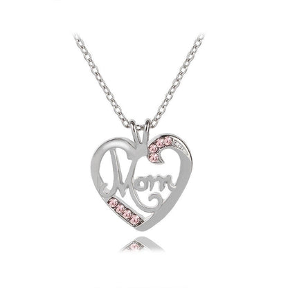1 Piece Mama Minimalist Letter Moon Heart Shape Alloy Copper Plating Inlay Artificial Rhinestones Artificial Diamond Rose Gold Plated Gold Plated Silver Plated Pendant Necklace
