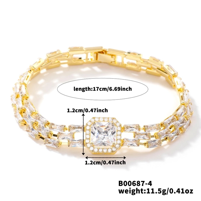 Copper K Gold Plated Inlay Water Droplets Zircon Bracelets