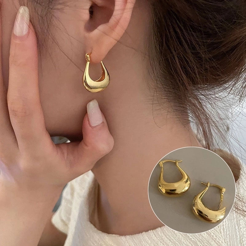 Korean Style S925 Silver Needle Personalized Geometric Double-layer Cross Circle Earrings Women's Retro Fashion Creative Earrings Ear Buckle Fashion