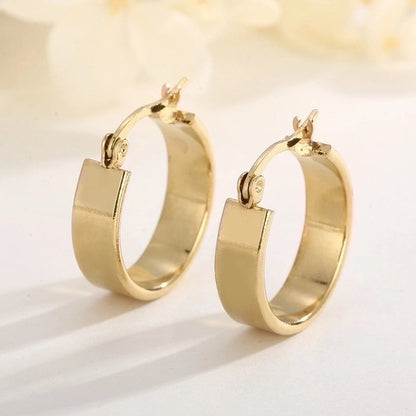 1 Pair Retro Streetwear Solid Color Plating Stainless Steel 18K Gold Plated Hoop Earrings