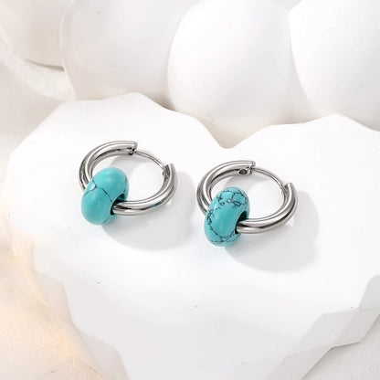 1 Pair Minimalist Geometric 201 Stainless Steel Natural Stone Drop Earrings