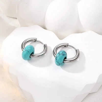 1 Pair Minimalist Geometric 201 Stainless Steel Natural Stone Drop Earrings