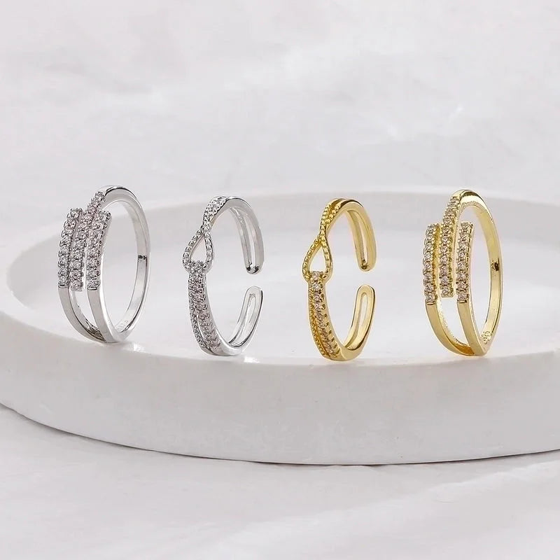 Minimalist Solid Color Copper Inlay Zircon Rings