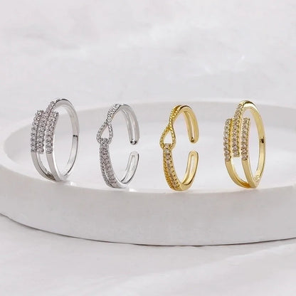 Minimalist Solid Color Copper Inlay Zircon Rings