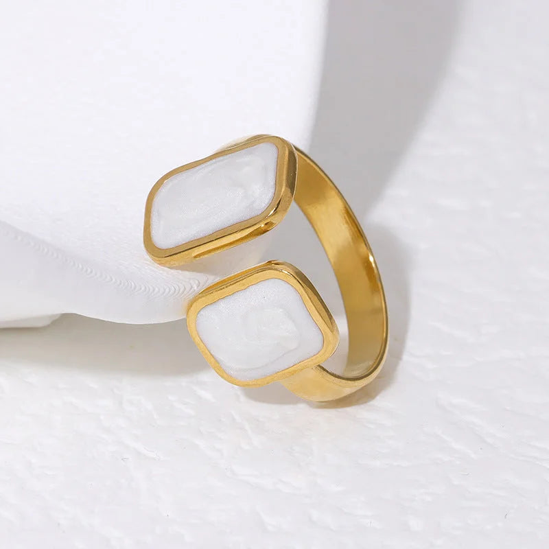 Open Ring Minimalist Quadrilateral Geometric Stainless Steel Electroplating Rings