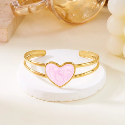 Casual Elegant Lady Heart Shape 304 Stainless Steel Bangle In Bulk