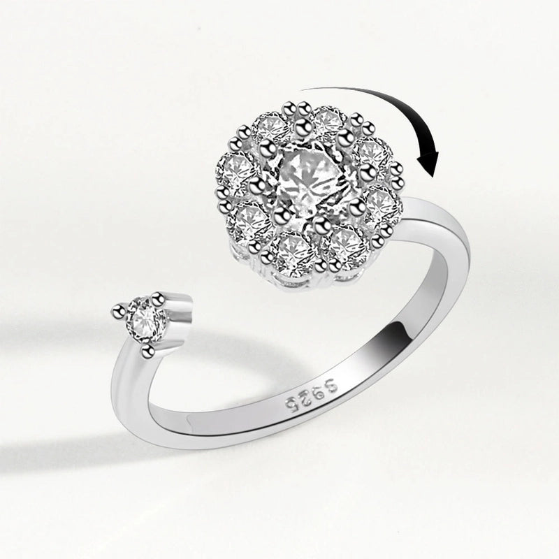 Simple Rotatable To Relieve Anti-anxiety Stress Copper Zircon Opening Ring Female