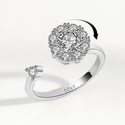 Simple Rotatable To Relieve Anti-anxiety Stress Copper Zircon Opening Ring Female