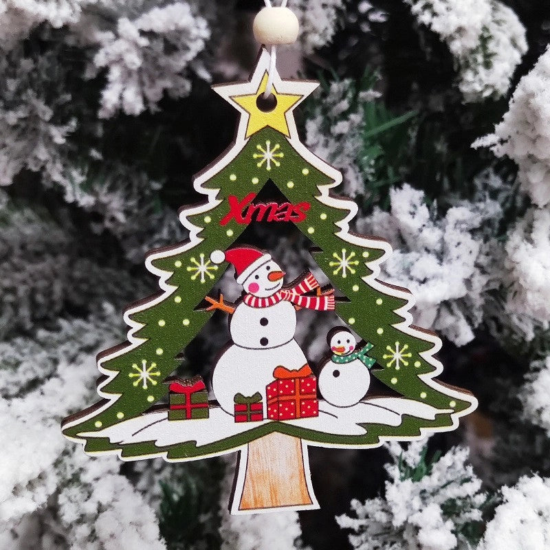 Cross-border Christmas Decorations Christmas Tree Pendant Snowflake Hanging Ball Pine Cone Gift Bag Christmas Old Man Small Drum Butterfly