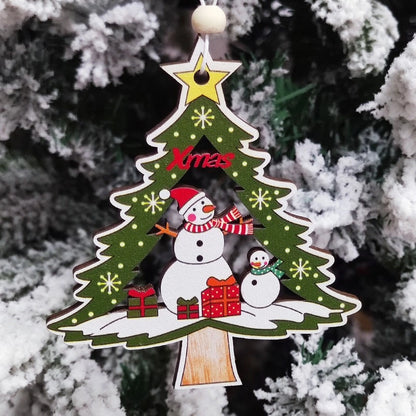 Cross-border Christmas Decorations Christmas Tree Pendant Snowflake Hanging Ball Pine Cone Gift Bag Christmas Old Man Small Drum Butterfly