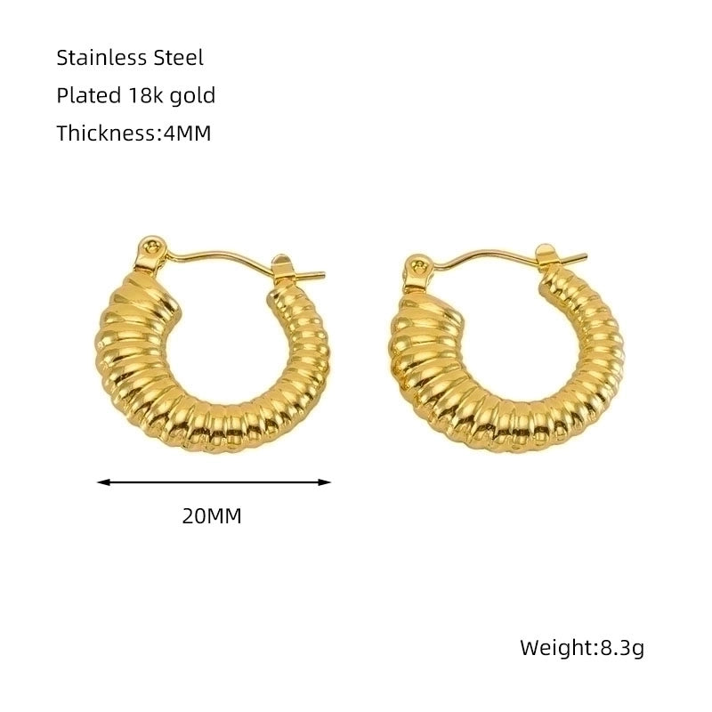 1 Piece Minimalist Classic Style Solid Color Polishing Plating Stainless Steel Titanium Steel Titanium Steel 18K Gold Plated Earrings