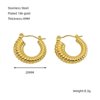 1 Piece Minimalist Classic Style Solid Color Polishing Plating Stainless Steel Titanium Steel Titanium Steel 18K Gold Plated Earrings