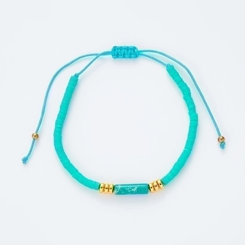 Minimalist Solid Color Natural Stone Rope Handmade Knitting Drawstring Bracelets