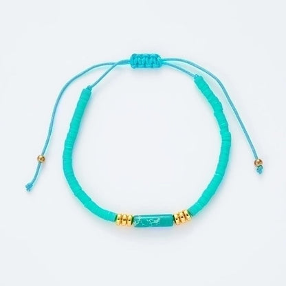 Minimalist Solid Color Natural Stone Rope Handmade Knitting Drawstring Bracelets