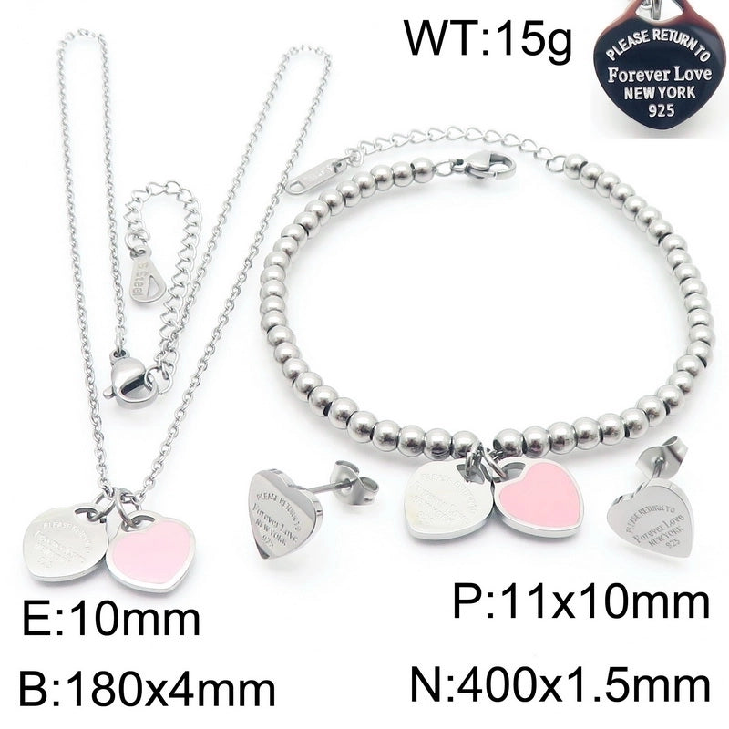 Minimalist Heart Shape 304 Stainless Steel 18K Gold Plated Jewelry Set