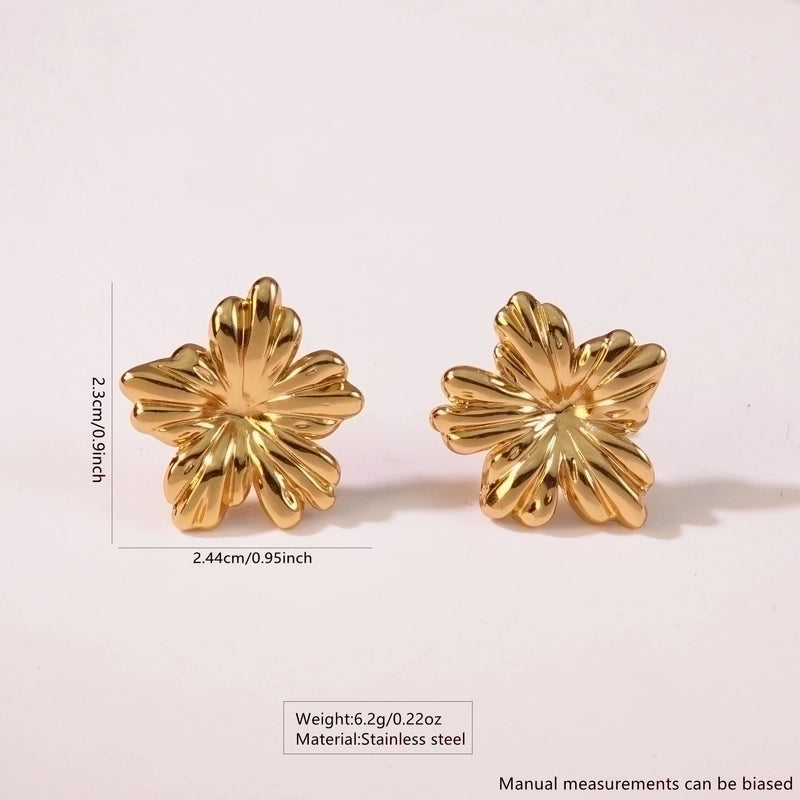 1 Pair Vintage Style Classic Style Heart Shape Flower Heart Flowers 304 Stainless Steel Imitation Gold Drop Earrings Ear Studs