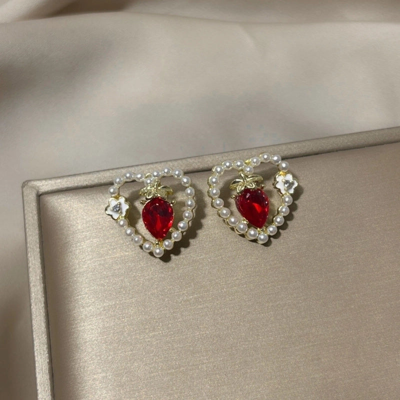 1 Pair Fashion Leaf Flower Bow Knot Imitation Pearl Alloy Rhinestones Earrings