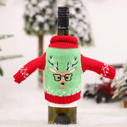Cross-Border New Arrival Christmas Decoration Knitted Clothes Wine Cover Red Wine Bottle Bag Restaurant Festival Layout Supplies