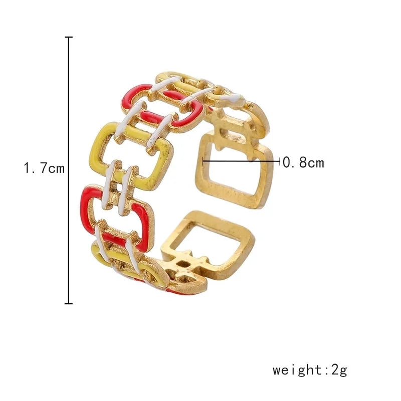 Fashion Geometric Stainless Steel 18K Gold Plated Plating Open Ring