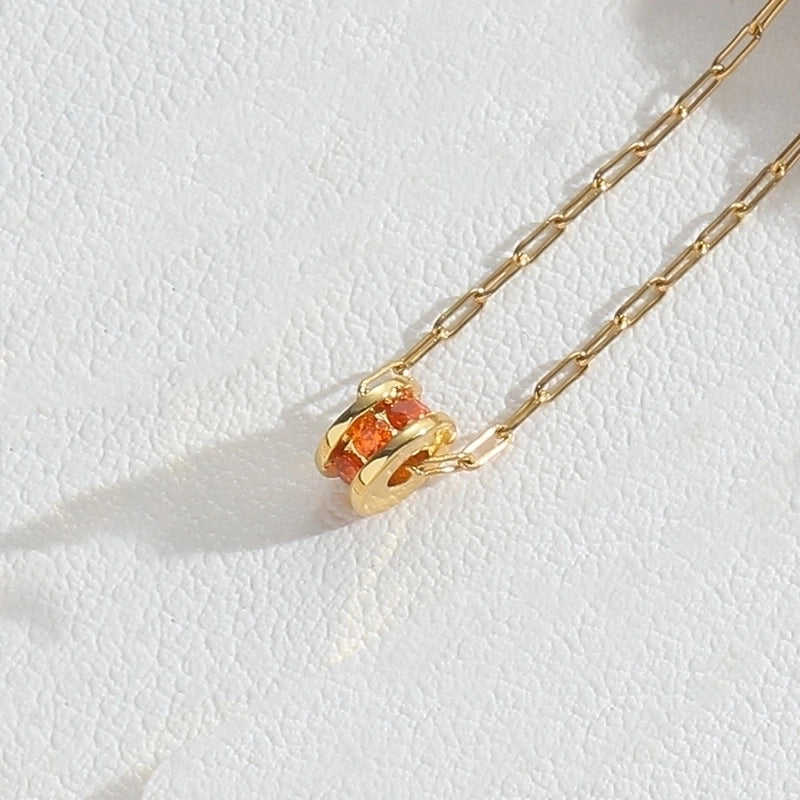 Minimalist Classic Style Commute Geometric Copper Inlay 14K Gold Plated Zircon Pendant Necklace