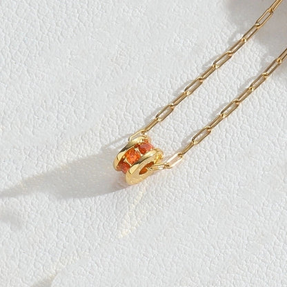 Minimalist Classic Style Commute Geometric Copper Inlay 14K Gold Plated Zircon Pendant Necklace