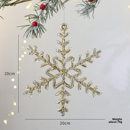 Christmas Decoration Transparent Glitter Acrylic Snowflake Gold Snowflake Christmas Tree Window Decoration Pendant