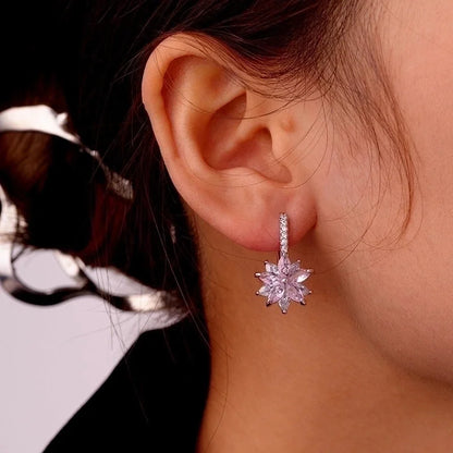 1 Pair Ig Style Minimalist Star Water Droplets Flower Plating Inlay Copper Zircon White Gold Plated Drop Earrings Ear Studs