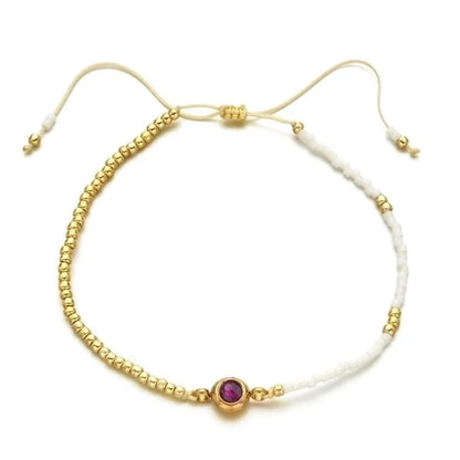 Casual Minimalist Round Stainless Steel Seed Bead Rope Beaded Inlay Zircon Bracelets