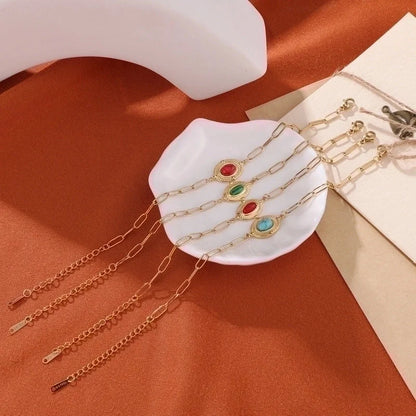 Minimalist Sun 304 Stainless Steel 18K Gold Plated Natural Stone Bracelets In Bulk