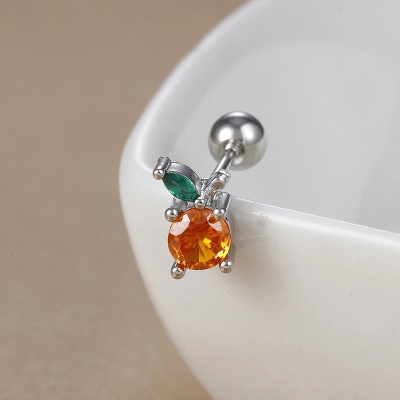 1 Piece Ear Cartilage Rings & Studs IG Style Ice Cream Heart Shape Candy 304 Stainless Steel Inlay Zircon 18K Gold Plated Ear Cartilage Rings & Studs