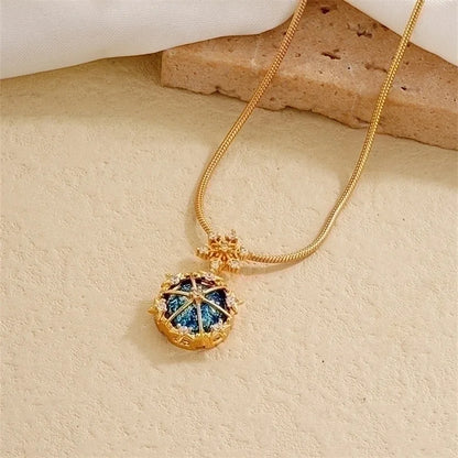 IG Style Minimalist Universe Starry Sky 304 Stainless Steel Copper Plating Inlay Gold Plated Zircon Charms Necklace
