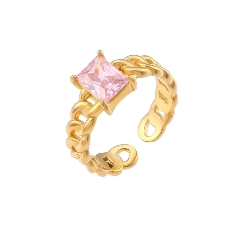 Fashion Geometric Stainless Steel Geometry National Tide Metal Zircon Gold Plated Rings