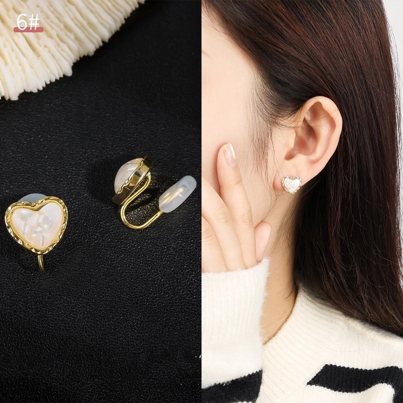 Mosquito Incense Plate Ear Clip Women's Ear Holes Exquisite Pearl Earrings Advanced Hong Kong Style Retro Niche Light Luxury Earrings