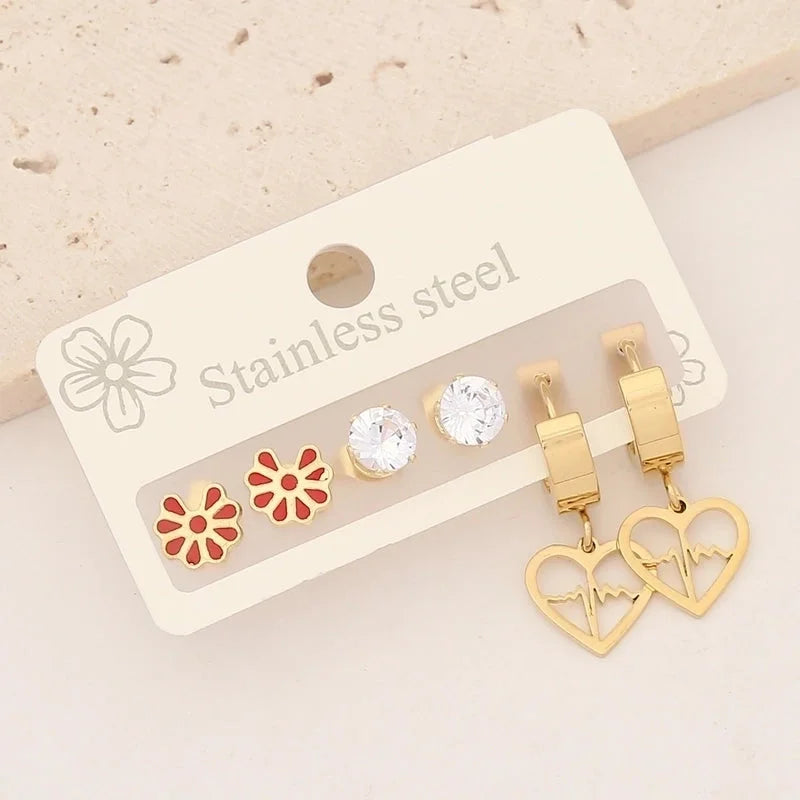 1 Set Elegant Minimalist Heart Shape Butterfly Plating Stainless Steel Drop Earrings
