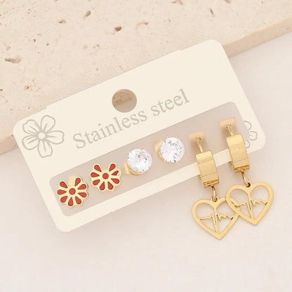 1 Set Elegant Minimalist Heart Shape Butterfly Plating Stainless Steel Drop Earrings
