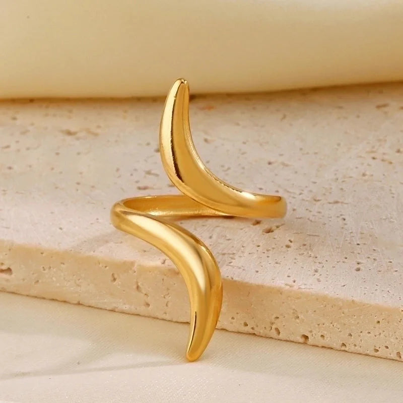 304 Stainless Steel 18K Gold Plated IG Style Minimalist Lines Open Rings