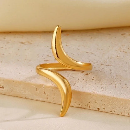304 Stainless Steel 18K Gold Plated IG Style Minimalist Lines Open Rings