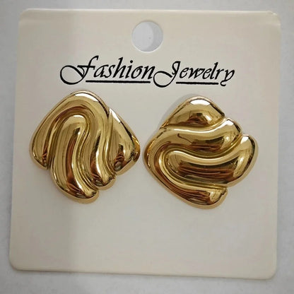 1 Pair Retro Solid Color Irregular Plating 304 Stainless Steel Stainless Steel Earrings