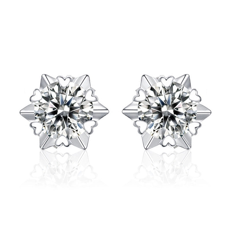 1 Pair Casual Minimalist Geometric Heart Shape Inlay Copper Zircon White Gold Plated Ear Studs