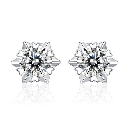 1 Pair Casual Minimalist Geometric Heart Shape Inlay Copper Zircon White Gold Plated Ear Studs