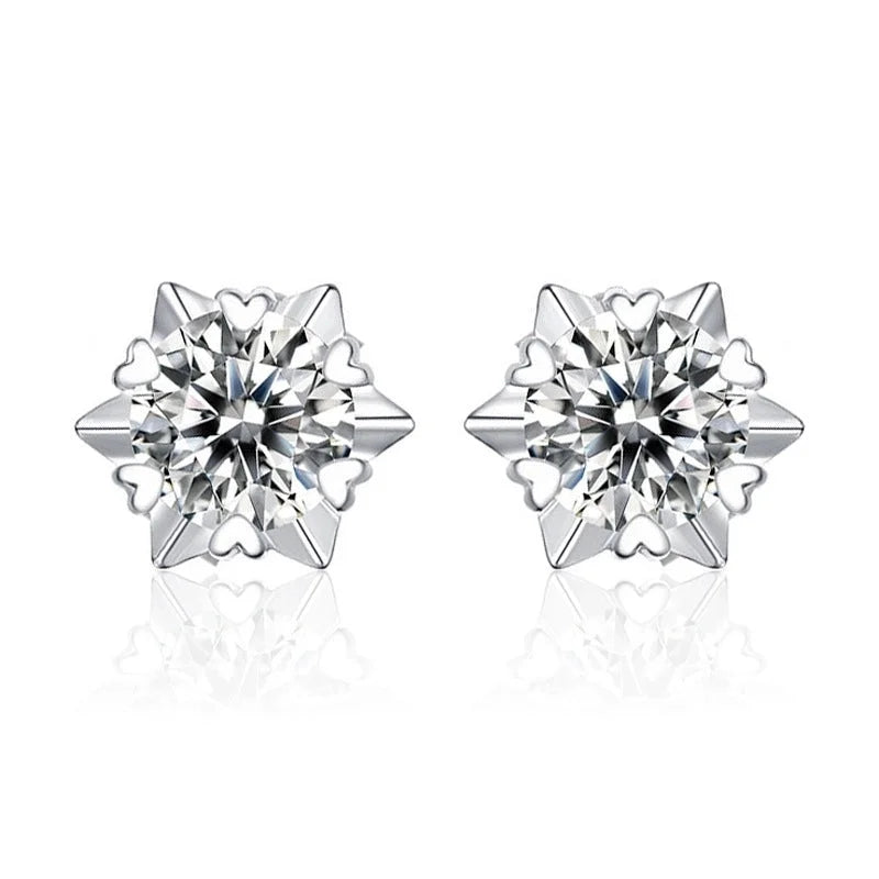 1 Pair Casual Minimalist Geometric Heart Shape Inlay Copper Zircon White Gold Plated Ear Studs