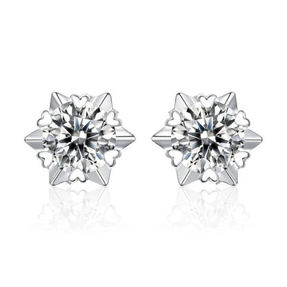 1 Pair Casual Minimalist Geometric Heart Shape Inlay Copper Zircon White Gold Plated Ear Studs