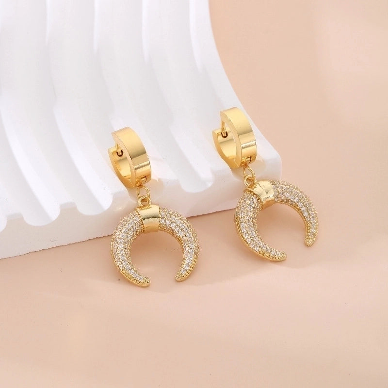 1 Pair Sweet Tree Fruit Plating Inlay 304 Stainless Steel Zircon K Gold Plated Drop Earrings