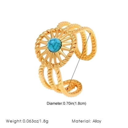 Alloy Gold Plated Silver Plated Casual Elegant Sun Heart Shape Turquoise Open Rings