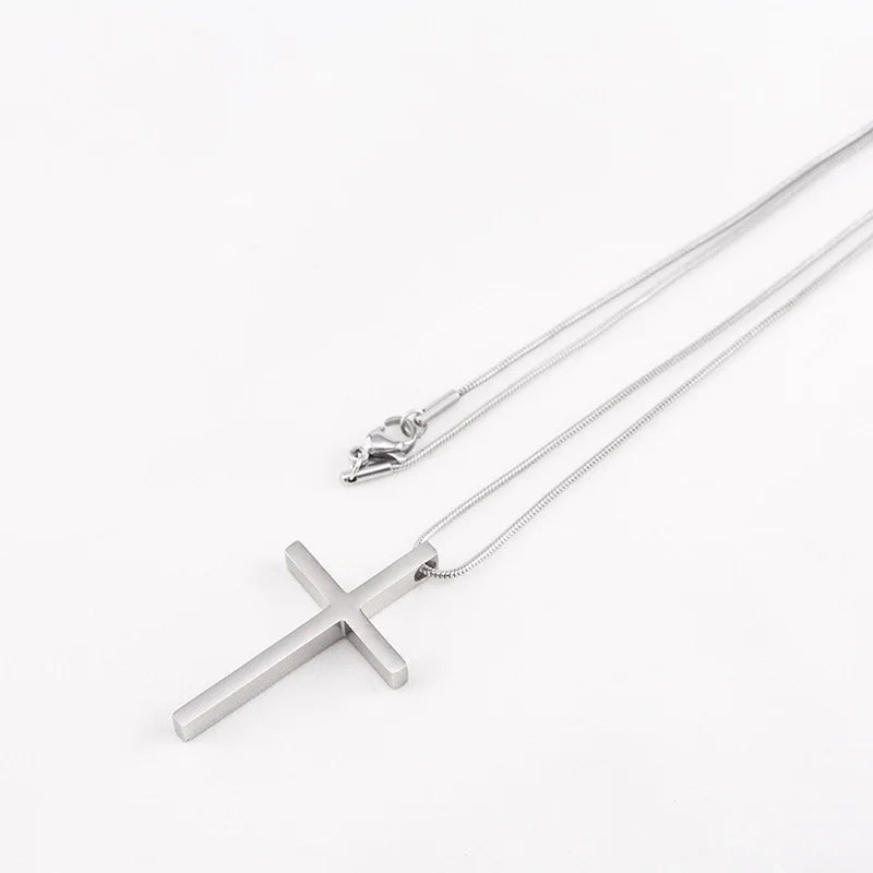 Minimalist Cross Titanium Steel Polishing Pendant Necklace 1 Piece