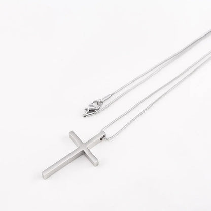 Minimalist Cross Titanium Steel Polishing Pendant Necklace 1 Piece