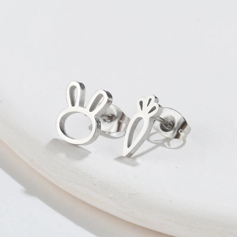 1 Pair Fashion Bunny Ears 304 Stainless Steel 18K Gold Plated Ear Studs