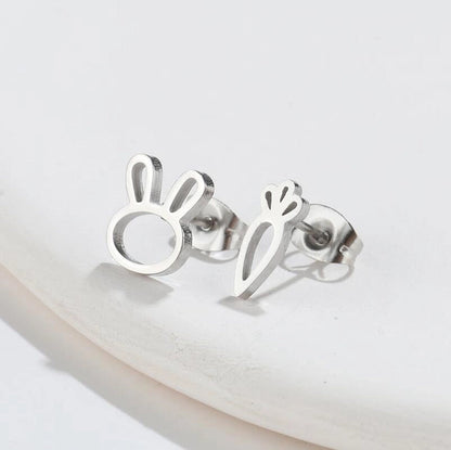 1 Pair Fashion Bunny Ears 304 Stainless Steel 18K Gold Plated Ear Studs